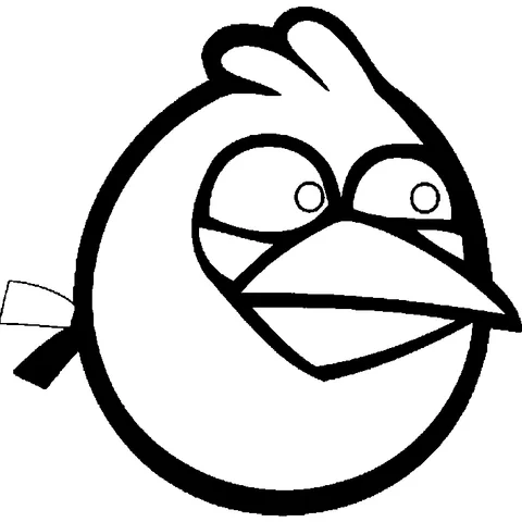 Disegno di Angry Birds da colorare: un uccello rotondo con un becco largo e aperto e grandi occhi