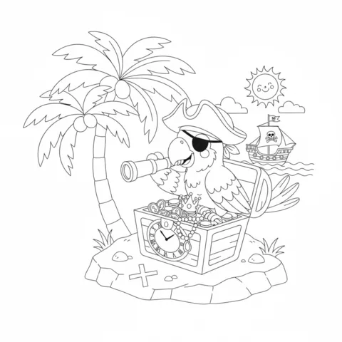 Dibujo de reloj para colorear: un niño señalando una esfera de reloj grande, aprendiendo a decir la hora