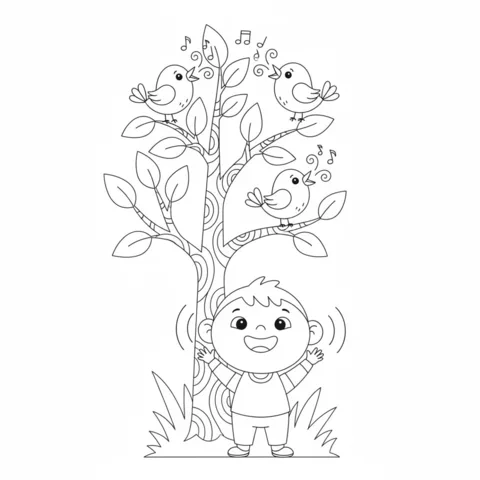 Coloriage Cinq Sens : un garçon faisant une grimace acide en tenant un citron coupé, avec des gouttes de jus