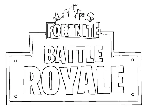 Ausmalbild Fortnite: das Fortnite Battle Royale-Logo mit einer Schlosssilhouette oben