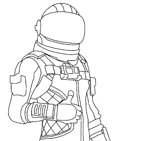 Ausmalbild Fortnite: ein Astronaut in voller Montur und Helm, der einen Daumen hoch zeigt