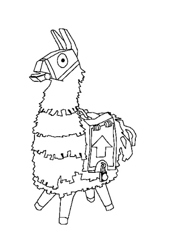 Ausmalbild Fortnite: eine Fortnite-Loot-Lama-Piñata mit einer verschlossenen Truhe an der Seite