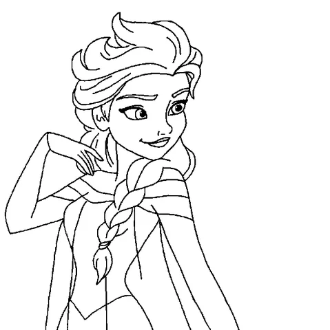 Dibujo de la Reina Elsa para colorear: Elsa mirando por encima del hombro con una ligera sonrisa