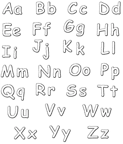 Alphabet coloring page: all uppercase and lowercase letters of the English alphabet