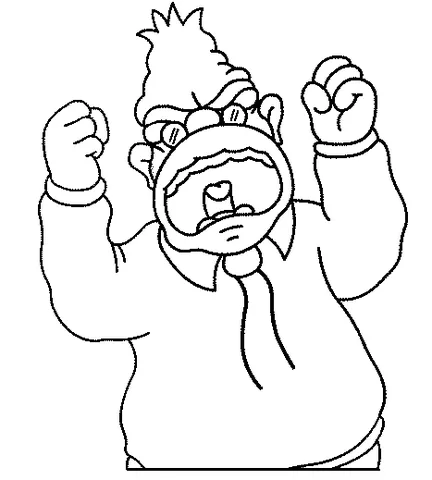 The Simpsons coloring page: Principal Skinner yelling with both fists raised