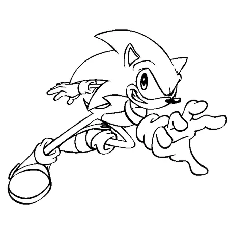 Sonic the Hedgehog coloring page: Sonic the Hedgehog running forward with arms outstretched