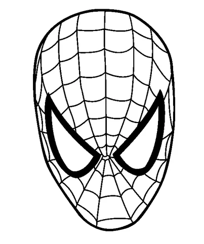 Spider-Man coloring page: the iconic mask of Spider-Man with its web pattern and large eyes