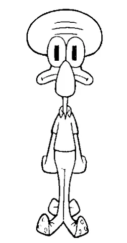 SpongeBob coloring page: Squidward Tentacles standing with hands on his hips