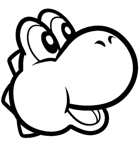 Desenho do Yoshi para colorir: um close-up da cabeça de Yoshi, parecendo feliz com os olhos fechados
