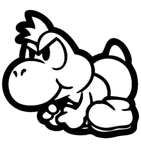 Desenho do Yoshi para colorir: um dinossauro de desenho animado, possivelmente um Yoshi Dry Bones, com raiva